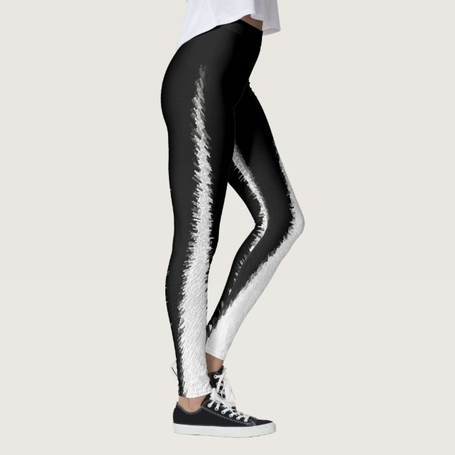 Legging Minimalismo de abstrato Art Linhas brancas negras (Direita)