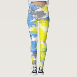 Legging Minimalismo de Cinzas Amarelas brancas abstrato Ar