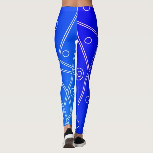 Legging Minimalismo dos Círculos Azul Brilhantes de abstra (Verso)