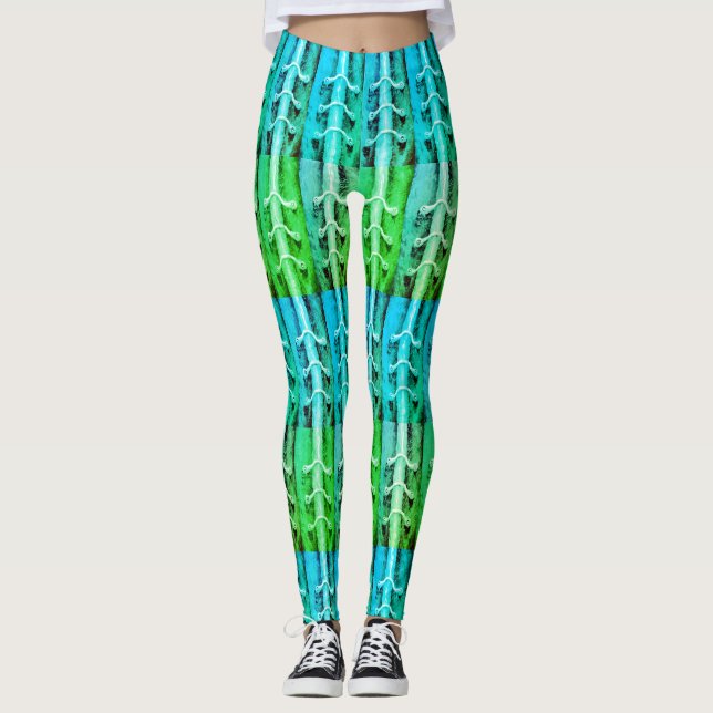 Legging Minimalismo industrial Cores Abstrato Verde Folha (Frente)