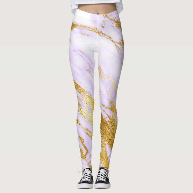 Legging Mínimo Abstrato Mínimo Mínimo Lilac Roxo Dourado (Frente)