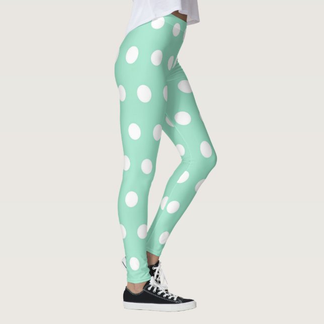 Legging Mint Green e White Bolinhas Patterno Girly Cute (Direita)