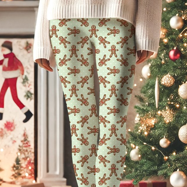 Legging Mint Green Gingerbird Man Bolinhas Natal (Criador carregado)