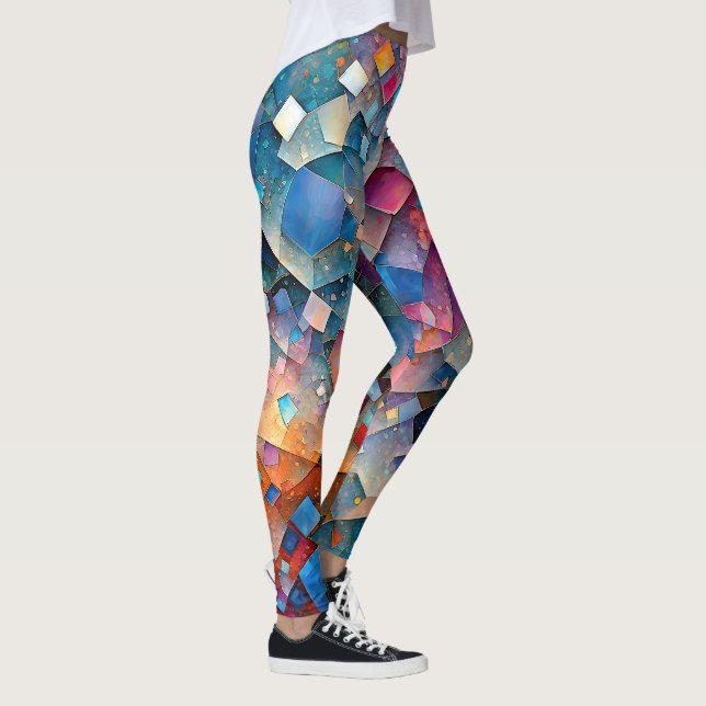 Legging "Mirage Cascade" Arte Abstrato Colorida (Direita)