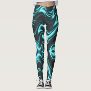 Legging mística azul verde e tons pretos de onda
