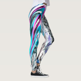 Legging misto de gradiente e chuviscado, ciano e rosa