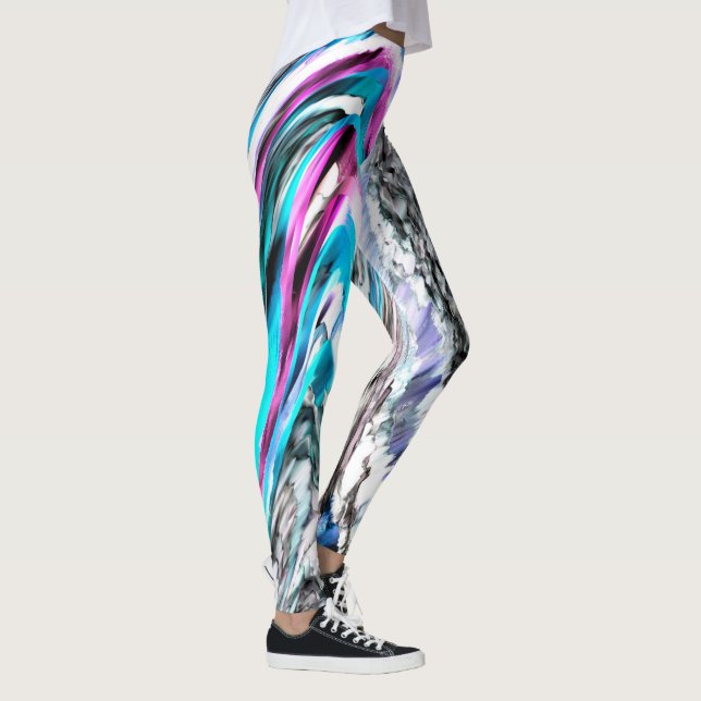 Legging misto de gradiente e chuviscado, ciano e rosa (Direita)