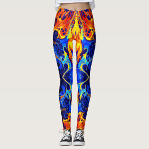 Legging mistura colorida de tintas de néon a rodar a preto