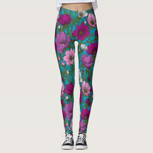 Legging Mistura Cosmos em azul (Frente)