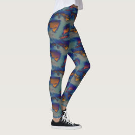 Legging Mistura de cor laranja e azul manchada com efeito