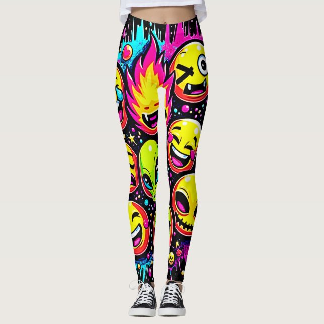 Legging Mistura de Emoji Neon Funky (Frente)