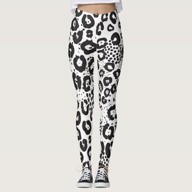 Legging Mistura de Impressão Animal com Leopardo da Neve (Frente)