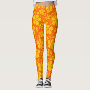 LEGGING MISTURA DE LARANJA HAWAIIANA HULA (HIBISCUS)