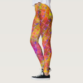 Legging Misturar amarelo, vermelho, laranja, lilás e 3D ou