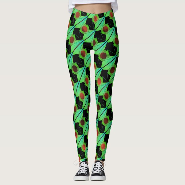 Legging Misturar faixas de rapto, círculos ou hexágono ave (Frente)