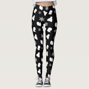 Legging Mittens Natal, Chapéu de Inverno, Flocos de Neve
