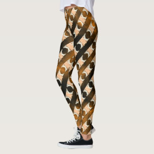 Legging Mix rapport geométrico, listras beige laranja-acas