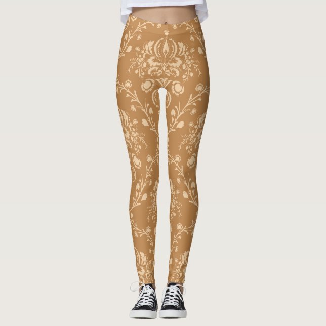 Legging Mocha Latte Brown Damask (Frente)