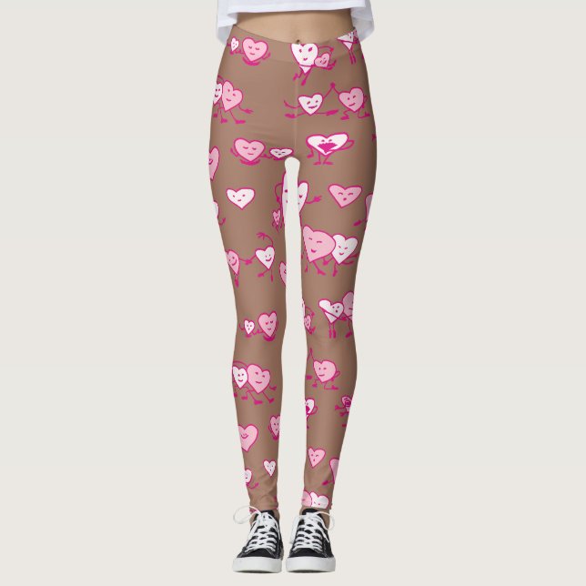 Legging Mocha Mousse Casal de Corações Rosa (Frente)
