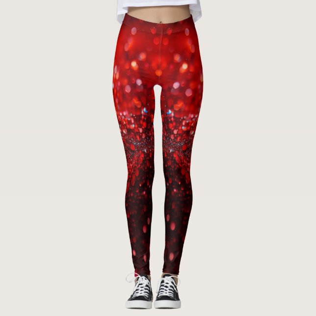 Legging Moda com design de brilho vermelho (Frente)