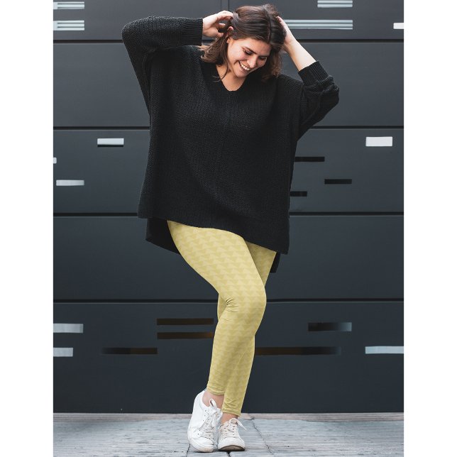Legging Moda de Padrão do Triângulo Dourado Na moda Chic M (Modern Chic Stylish Gold Triangle Pattern Fashion Leggings)