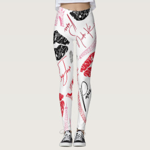 Legging Moda de Paris, padrão caligráfico da Torre Eiffel.