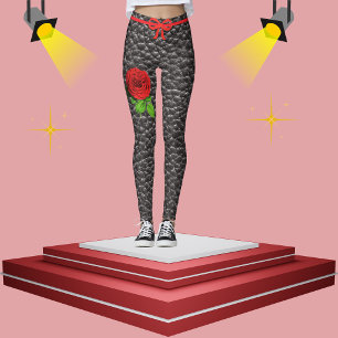 Legging Moda de tendência de Rosa de textura de couro pret