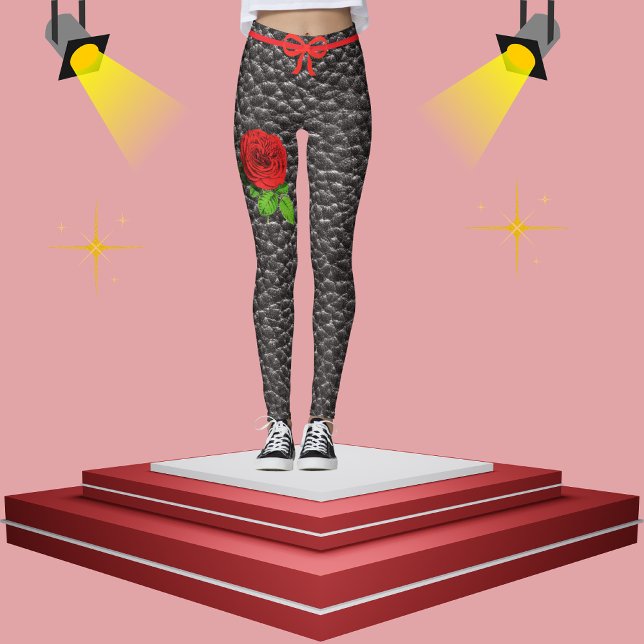 Legging Moda de tendência de Rosa de textura de couro pret (Criador carregado)