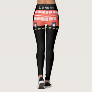 Legging Moda Negra do Barramento Vermelho Icônico de Londr