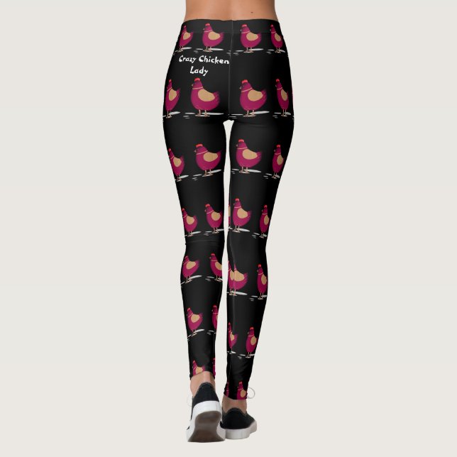 Legging Moda Negra Louca De Galinha Cita Cor-de-Rosa (Verso)