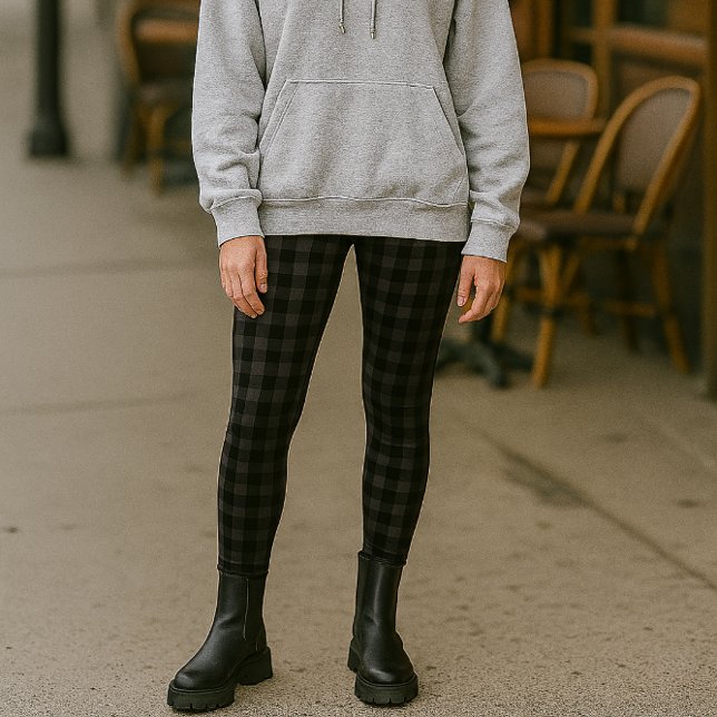 Legging Moda Xadrez Búfalo Cinza Preto  (Criador carregado)