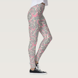 Legging modelo de cinza cor-de-rosa retro loops geométrico