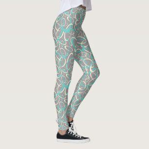 Legging modelo de cinza teal retro loops geométrico