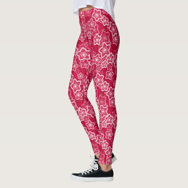 Legging modelo de moda rústica floral vermelha (Esquerda)