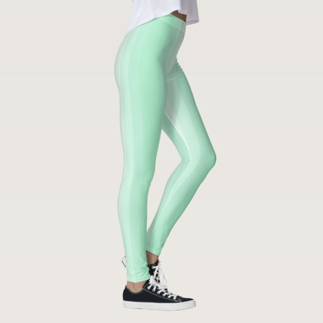 Legging Modelo de Tendência de Listras Brancas Verde Moder (Direita)