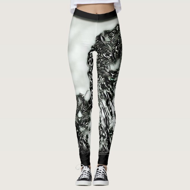 Legging Modelos de Grandes Felinos: Leopardo da Neve e Fil (Frente)