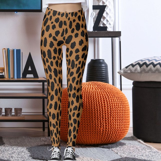 Legging Modern Black And Brown Leopard Skin Safari Pattern (Criador carregado)