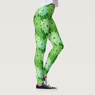 Legging Modern Floral Kimono Impressão, Verde limão