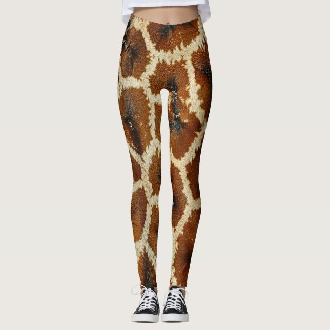 Legging Modern Giraffe Impressão marrom (Frente)