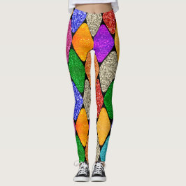 Legging Modern Harlequin Pattern Sparkly Mardi Gras 