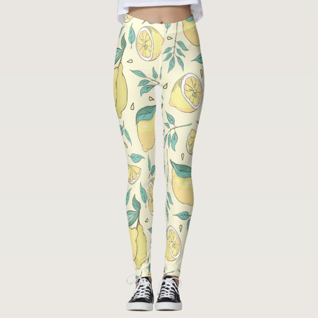 Legging Modern Lemon Citrus Summer Personalizado (Frente)