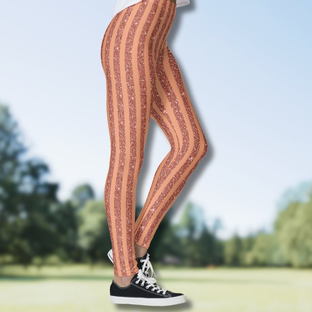 Legging Modern Orange Mango Glitter Style Vertical Stripes (Criador carregado)