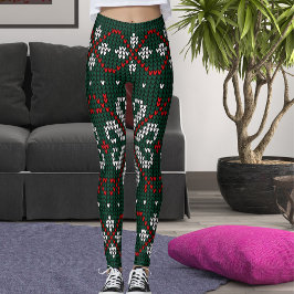Legging Modern Ornate Knitted Christmas Pattern Women Gift