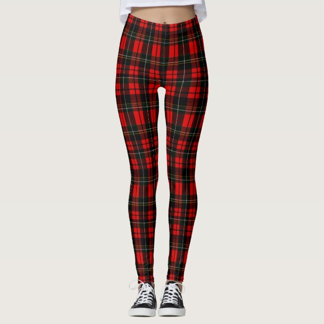 Legging Modern Wallace Red Scottish Tartan Plaid Pattern (Frente)