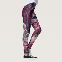 Legging Moderno Abstrato Simples Redemoinho Rosa e Roxo