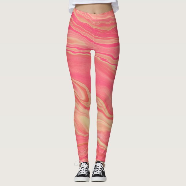 Legging Moderno Contemporâneo Tendência Amarelo e Rosa (Frente)
