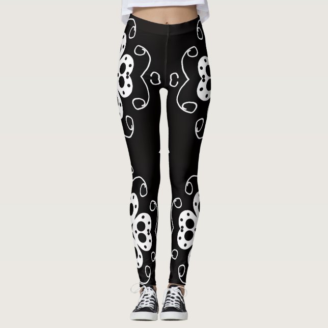 legging moderno de flores abstratas (Frente)
