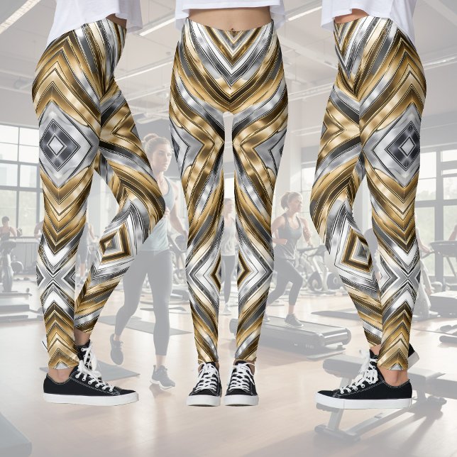 Legging Moderno, fixe, chique, padrão de listras prateadas (Criador carregado)
