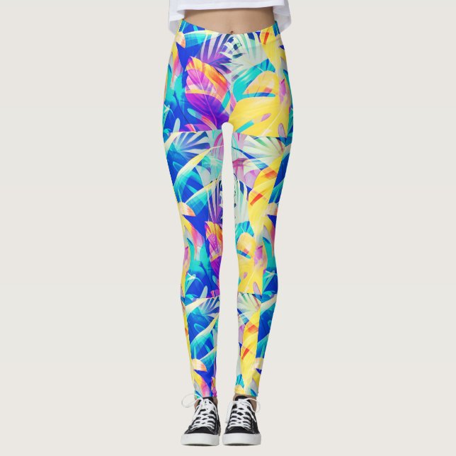Legging Moderno Floral Abstrato Cor Pastel (Frente)