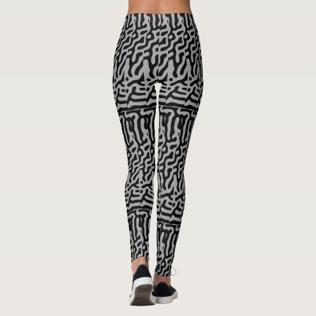 Legging Moderno Grey e Preto Clássico Elegante  (Verso)
